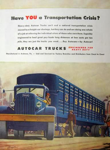 1947 Autocar Ad ~ Transportation Crisis