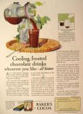 1928 Baker's Cocoa Ad ~ Cool Frosted Chocolate Drinks