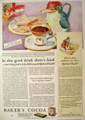 1928 Baker's Cocoa Ad ~ Woodpecker Creamer