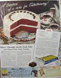 1940 Baker's Chocolate Ad ~ Devil's Food Cake Recipe