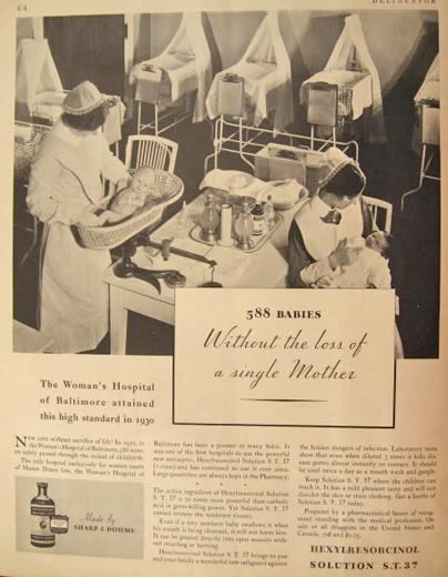 1931 Sharp & Dohme Solution S.T. 37 Ad ~ Woman's Hospital of Baltimore Photo