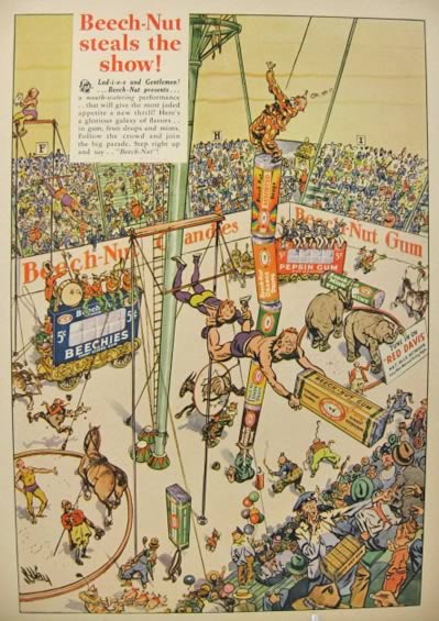 1934 Beechnut Chewing Gum Ad ~ Circus