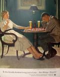 1955 Beer Belongs Ad ~ Chess Couple ~ Douglass Crockwell