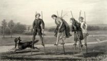 Children on Stilts ~ Antique Print ~ C.E. Perugini