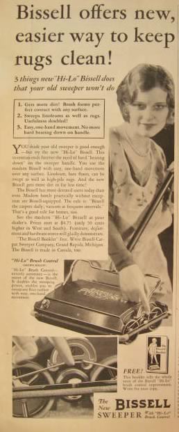 1931 Bissel Sweeper Ad ~ Easier Way