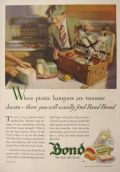 1929 Bond Bread Ad ~ Vintage Wicker Picnic Basket