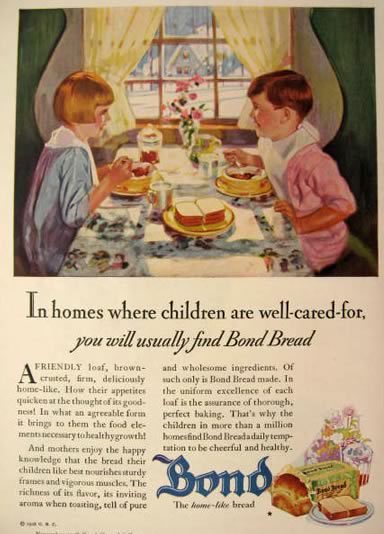 1928 Bond Bread Ad ~ Well Cared For Children