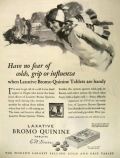 1928 Laxative Bromo Quinine Ad ~ Ice Skater