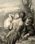 Woman and Young Man with Child ~ Antique Print
