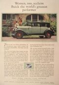 1929 Buick Photo Ad ~ Women Acclaim Great Performer