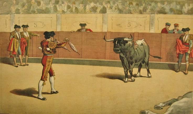 La Lidia Antique Bullfighting Print Antique La Lidia Bullfighting Prints