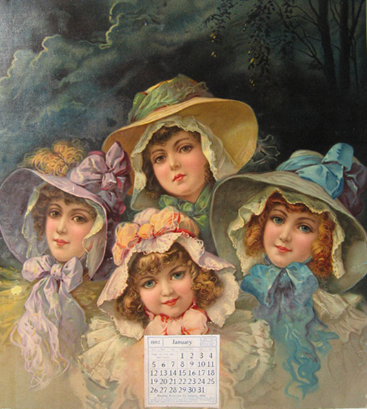 1902 Stunning Victorian Children ~ Large Chromolithograph Sample Calendar