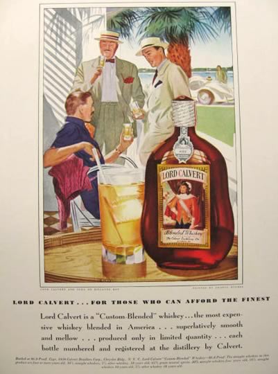 1939 Lord Calvert Whiskey Ad ~ Biscayne Bay- George Hughes Art