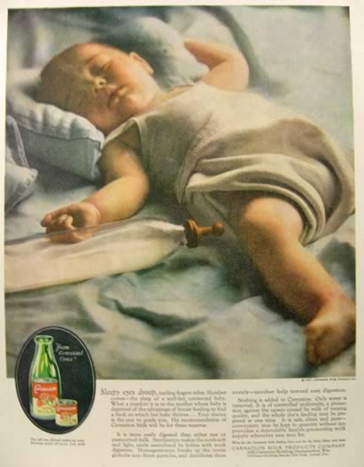 1927 Carnation Milk Ad ~ Gorgeous Sleeping Baby