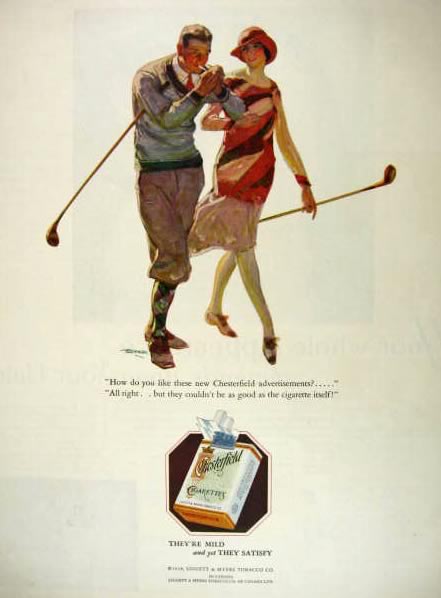 1928 Chesterfield Ad ~ Vintage Golfers ~ Saul Tepper