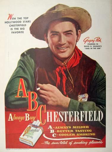 1947 Chesterfield Cigarettes Ad ~ Gregory Peck