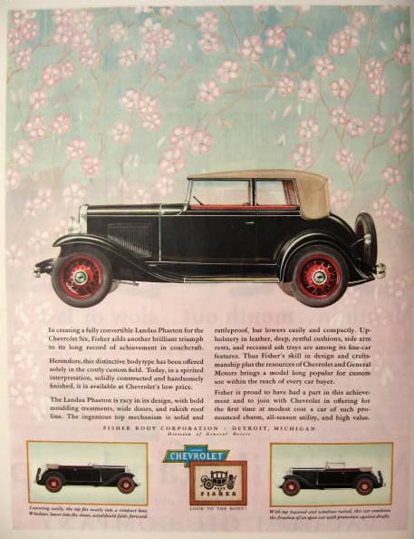 1931 Chevy Convertible Landau Phaeton Ad