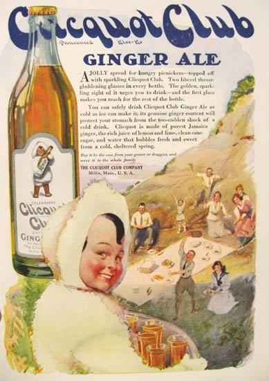 1920 Clicquot Club Ginger Ale Ad ~ Hungry Picnickers