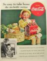 1938 Coca Cola Coke Ad ~ Girl with Basket, 6 Bottle Pack
