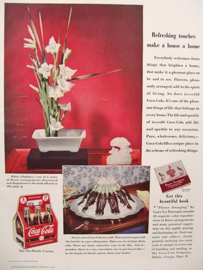 1940 Coca Cola Coke Ad ~ White Gladiolus