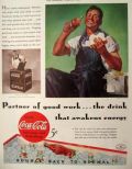 1934 Coca Cola Ad ~ Workman with Sandwich