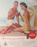 1955 Coca Cola Ad ~ Couple on Beach