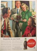 1947 Coca Cola Ad ~ Couple Serves Popcorn