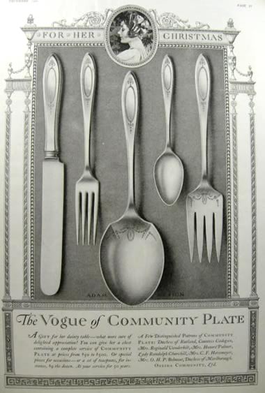 1920 Oneida Community Plate Ad ~ Adam Design
