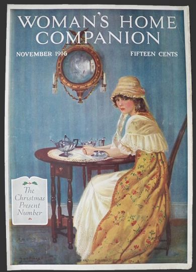 1916 Woman's Home Companion Cover ~ Lonely Woman at Table