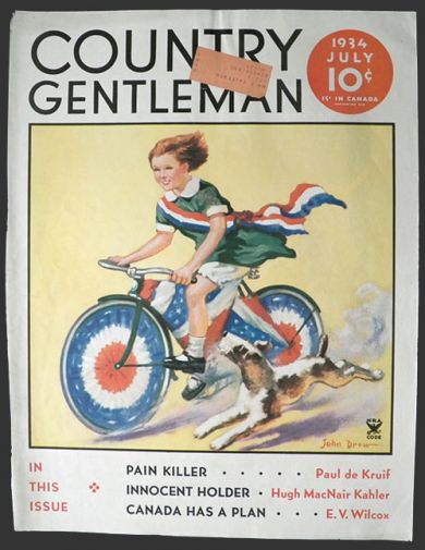 1934 Country Gentleman Cover ~ Patriotic Girl on Bike