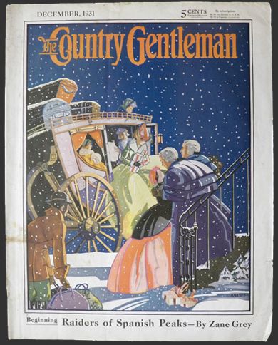 1931 Country Gentleman Cover ~ Christmas Stagecoach Arrives