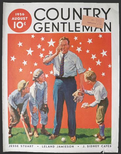 1936 Country Gentleman Cover ~ Baseball Dad Gets Socked in the Eye