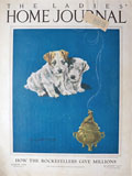 1925 Ladies Home Journal Cover ~ Terriers Fascinated By Old Incense Burner