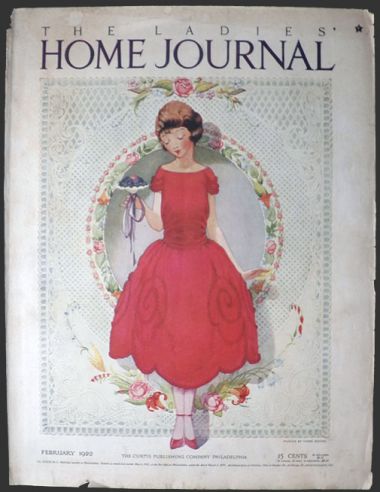 1922 Ladies Home Journal Cover ~ Darling Young Woman in Red