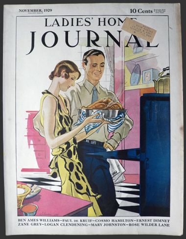 1929 Ladies Home Journal Cover ~ Couple Makes Turkey Dinner