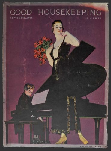 1917 Good Housekeeping Cover ~ Coles Phillips ~ Piano Singer