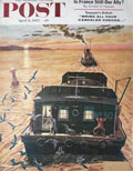1957 Saturday Evening Post Cover ~ Man Enjoys Houseboat Living