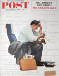 1957 Saturday Evening Post Cover ~ Rockwell ~ Balancing the Expense Account