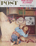 1957 Saturday Evening Post Cover ~ Boy Shoots Bad Guys on TV