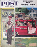 1957 Saturday Evening Post Cover ~ Dad Drops Off Basset Hound at Kennel