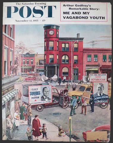 1955 Saturday Evening Post Cover ~ Squires vs. Donaldson Mayor's Campaign