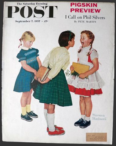 1957 Saturday Evening Post Cover ~ Girl Shows Off Missing Tooth ~ Rockwell