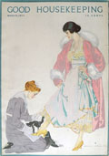 1917 Good Housekeeping Cover ~ Coles Phillips ~ Maid Helps Woman with Shoes