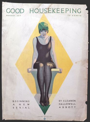 1917 Good Housekeeping Cover ~ Coles Phillips ~ Woman on Diving Board