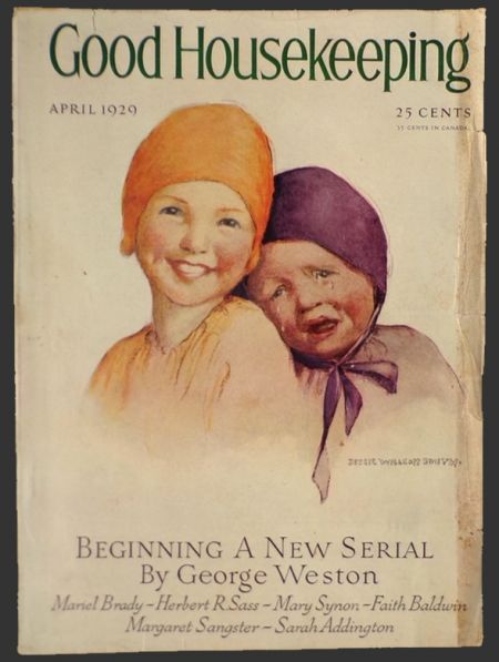 1929 Good Housekeeping Cover ~ Happy Sister, Crying SIster