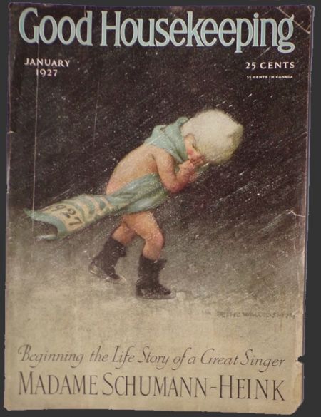 1927 Good Housekeeping Cover ~ Jessie Willcox Smith ~ New Year Baby in Storm
