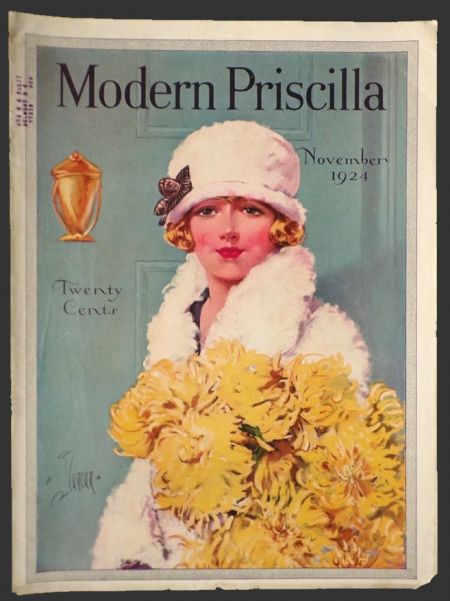 1924 Modern Priscilla Cover ~ Woman with Flowers