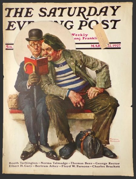 1927 Saturday Evening Post Cover ~ Norman Rockwell ~ Plot Thickens