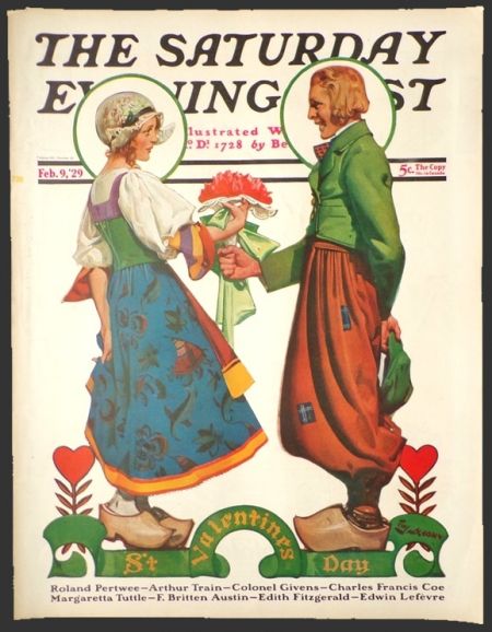 1929 Saturday Evening Post Cover ~ Dutch Valentine Couple