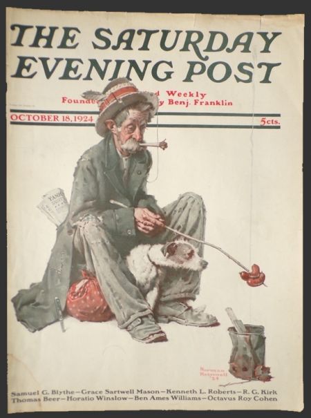 1924 Saturday Evening Post Cover ~ Hobo & Dog ~ Norman Rockwell